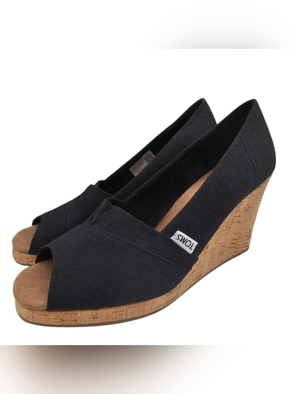 TOMS Black Classic Espadrille Wedge Sandals 8.5